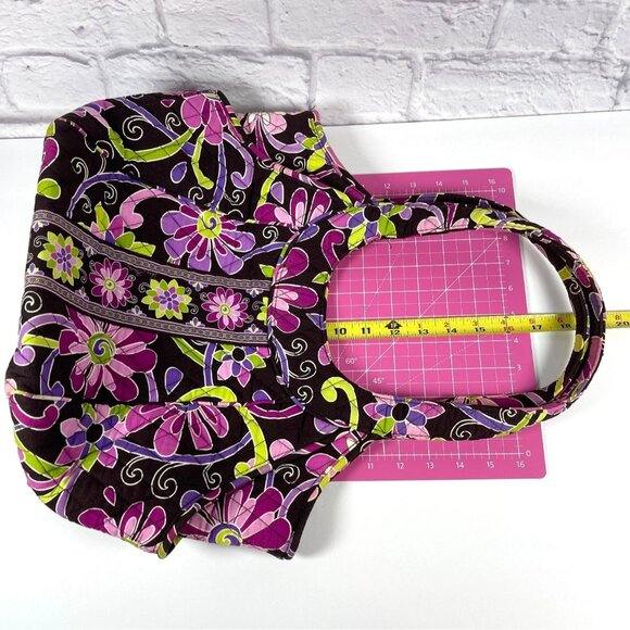 Vera Bradley Shoulder Tote Bag Purple Punch Floral Quilted Purse Pockets Retired - Picture 12 of 16